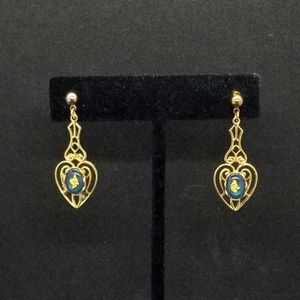 Knotwork heart blue stone earrings